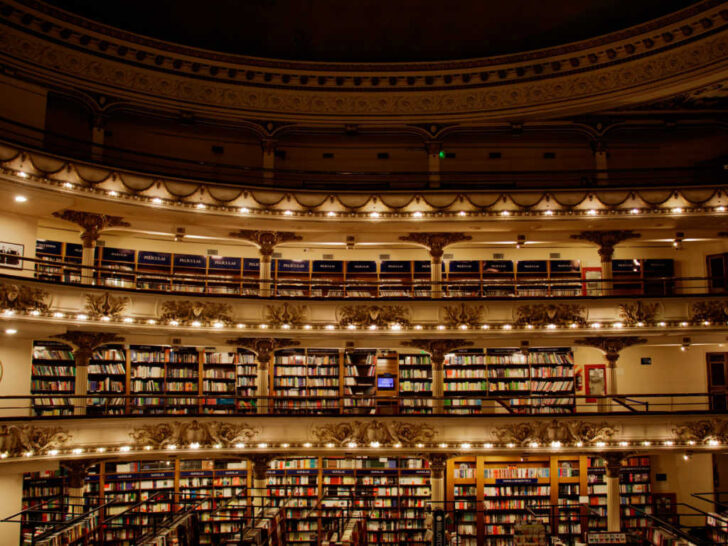 The El Ateneo Grand Splendid Bookstore in Buenos Aires. Once a beautiful theater, it’s now an impressive bookstore and wonderful coffee shop, too.