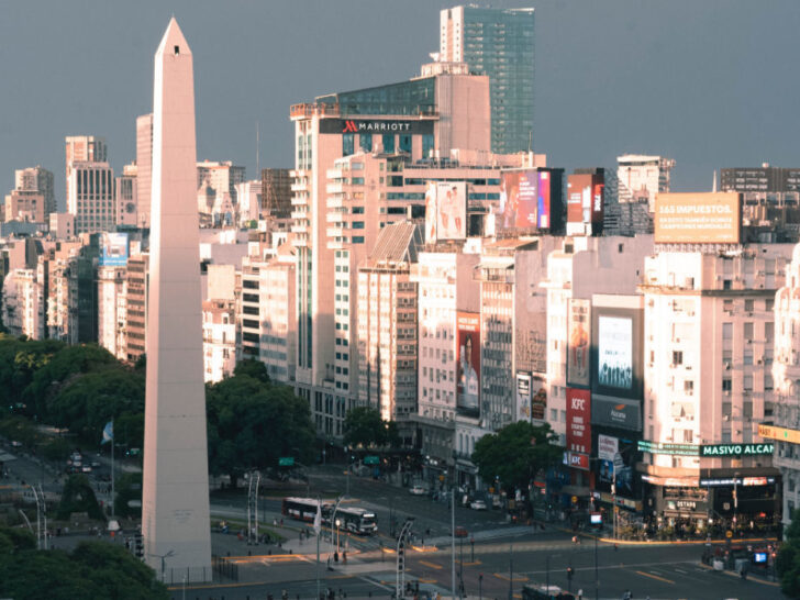 The Obelisk and city center of Buenos Aires, Argentina