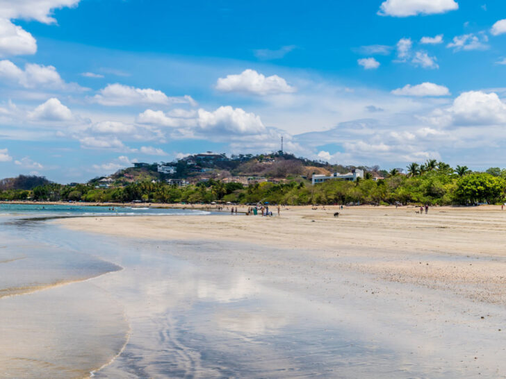 A view along Tamarindo beach looking back towards the town. Where time allows, add a trip to the beach into your Costa Rica itinerary.