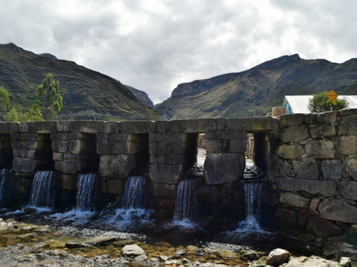 The stone bridge at Huarautambo, showcasing the Inca's engineering prowess.