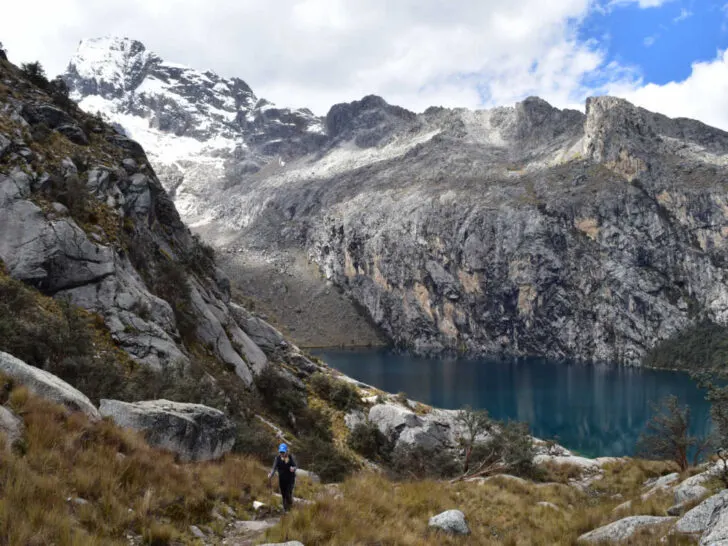 The Laguna Churup hike in Peru is a real highlight - with deep blue waters nestled amongst polylepis trees at the foot of the glacier