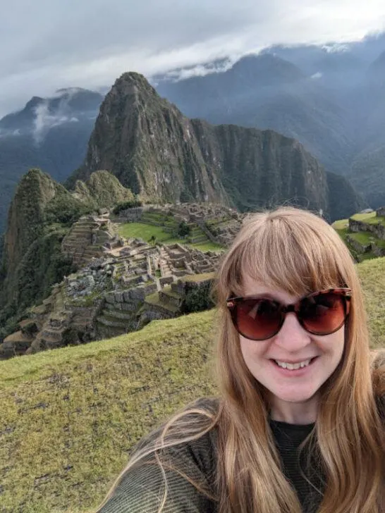 A selfie in front of Huyana Picchu at Machu Picchu