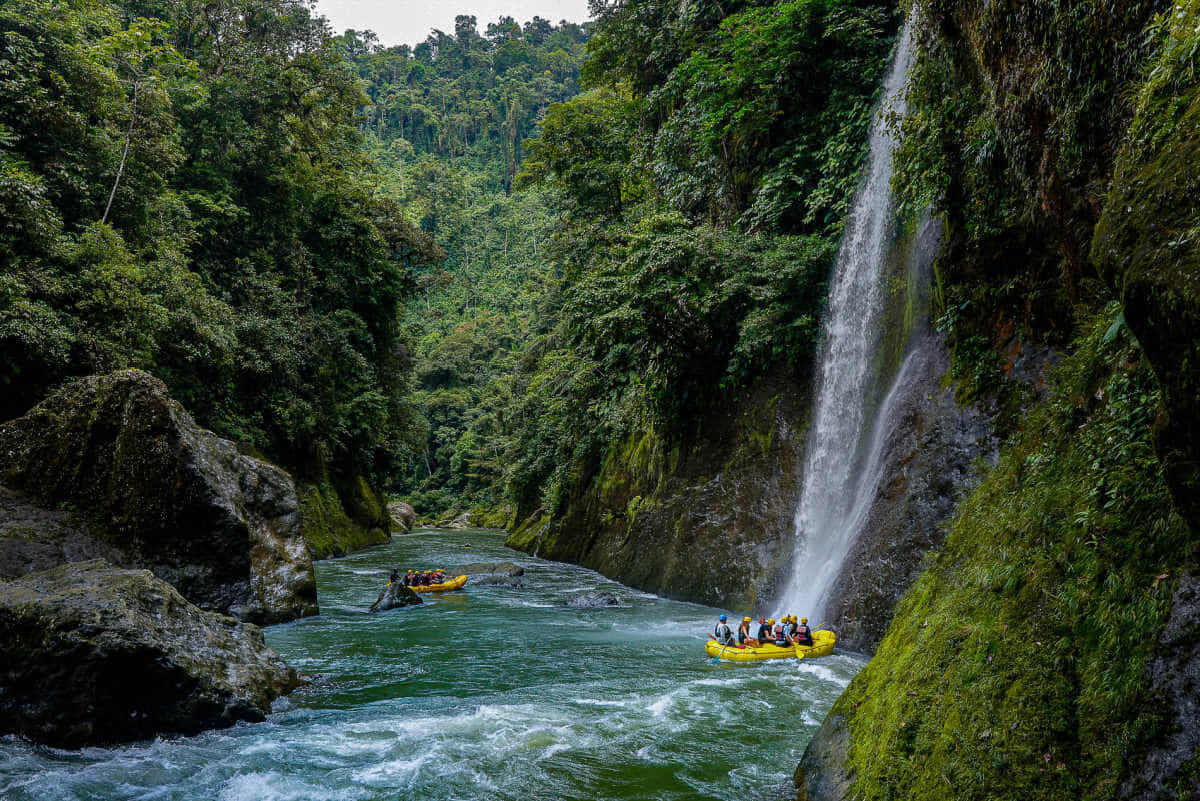 Rafters in the Pacuare River Gorge in Costa Rica